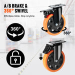 SucceBuy 2-6 inch PVC meubelwielen set van 4 zwenkwielen met A/B-beveiligingsslot, laat geen strepen achter voor karretje of werkbank