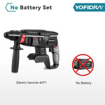 YOFIDRA 1680W borstelloze elektrische hamer, snoerloze multifunctionele boor- en slagboormachine, roterend elektrisch gereedschap voor 21V en 18V accu's
