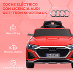 Aiyaplay elektrische auto voor kinderen: Audi Q8 E Tron Sportback met rijbewijs, afstandsbediening, koplampen, claxon en muziek, grijs.