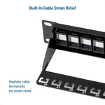 ZoeRax 24-poorts RJ45 afgeschermd blanco patchpaneel 1U 19" netwerkpatchpaneel met kabelbeheer en steunbalk
