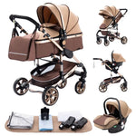 Nieuwe luxe kinderwagen 3-in-1 draagbare reiswagen, opvouwbare kinderwagen met hoog zitvlak en aluminium frame, geschikt voor pasgeborenen.