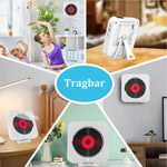 CD Multimedia Player, Kompakt, Leicht, Timer-Schaltung ein/aus, BT 5.0, FM, USB/TF-Anschluss, mit Ständer, Wiederaufladbar