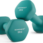 SONGMICS halterset 2x3 kg, korte halters, zeshoekig, met neopreen coating