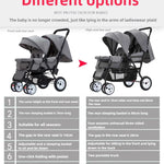EU-LAGER Zwillingskinderwagen Doppelte Kinderkinderwagen mit zwei Sitzen, faltbarer Kutsche, Großhandel für Kinderwagen, Vorder- und Rücksitze