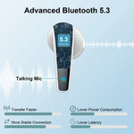 Draadloze oordopjes, Bluetooth 5.3 in-ear hoofdtelefoon met dubbele microfoon, 35 uur batterijduur, draadloze sportoordopjes met ENC-ruisonderdrukkingsmicrofoon.
