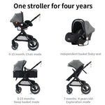 Nieuwe luxe kinderwagen 3-in-1 draagbare reiswagen, opvouwbare kinderwagen met hoog zitvlak en aluminium frame, geschikt voor pasgeborenen.