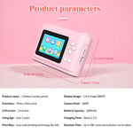 Draagbare digitale kindercamera 2,4 inch 1080p met dubbele camera, instant printfunctie en MP3-weergave, inclusief 3 rollen printpapier.