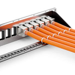 ZoeRax 24-poorts RJ45 afgeschermd blanco patchpaneel 1U 19" netwerkpatchpaneel met kabelbeheer en steunbalk