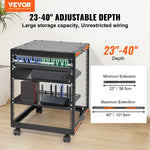 VEVOR Open Frame Server Rack 12U/15U/20U, staand of wandmontage, met verstelbare diepte, voor microdatacenters en kantooromgevingen.