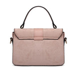 Miss Lulu Damen Umhängetasche Mittelgroß mit Kunstleder & Wildleder, Vintage Flap,  Crossbody Bag mit ovaler Metallverzierung