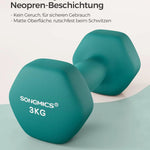 SONGMICS halterset 2x3 kg, korte halters, zeshoekig, met neopreen coating