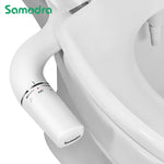 SAMODRA bidetopzetstuk, ultradun toiletbrilopzetstuk, bidet met dubbele sproeier, instelbare waterdruk, niet-elektrische sproeier.
