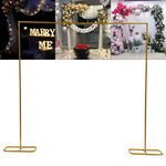 2,1 x 2 m/79 x 83 Zoll goldener Hochzeitsbogen, quadratischer Hintergrundständer, Hochzeitsballonbogenständer, Metallrahmen für Zeremonie, Hintergrunddeko