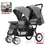 EU-LAGER Zwillingskinderwagen Doppelte Kinderkinderwagen mit zwei Sitzen, faltbarer Kutsche, Großhandel für Kinderwagen, Vorder- und Rücksitze