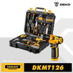 Deko 126pcs Elektrowerkzeug-Kombi-Kits mit 8-V-Akku-Bohrmaschine, 10mm 3/8 ''schlüssel loses Spannfutter, profession elle Heimhaushalts-DIY-Handwerkzeug-Kits