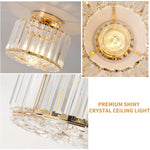 Goldene Kristall-Deckenleuchte, E27-Lampenkopf ohne Lichtquelle, Deckenleuchte, moderne helle Kristall-Deckenleuchte im Luxus-Stil