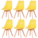 Een set van 6 Scandinavische middeleeuwse eetkamerstoelen met PU-gewatteerde zitting en beukenhouten poten, bureaustoelen voor eetkamer, slaapkamer, balkon en restaurant.