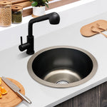 Graues rundes Waschbecken, Küchenrenovierungsspüle, rundes Einzelwaschbecken, kleines Waschbecken, rundes Waschbecken für Badezimmer