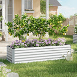 WOLTU Stalen Verhoogd Plantbed voor Tuin, Balkon, Bloembak, Plantenbak, Buitenplantenbak, Roestwerend Zilver voor Groenten