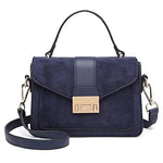 Miss Lulu Damen Umhängetasche Mittelgroß mit Kunstleder & Wildleder, Vintage Flap,  Crossbody Bag mit ovaler Metallverzierung