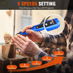 DayPlus Akku-Rotationswerkzeug, 1,5 Ah, 5 Geschwindigkeiten, LED-Power-Multitool, 80-teiliges Zubehör-Set zum Schnitzen, Polieren, Schleifen, Bohren