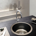 Graues rundes Waschbecken, Küchenrenovierungsspüle, rundes Einzelwaschbecken, kleines Waschbecken, rundes Waschbecken für Badezimmer