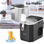 Loefme Desktop Vollautomatischer, kugelförmiger Eisbereiter, 12 kg/24 Stunden, schnelle Eisbereitung, geeignet für die automatische Reinigung von Eismaschinen zu Hause