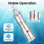 Dompelbare waterpomp, energiebesparend, 12V, werkafstand 20m, maximale doorstroming 1,2m³/u, werkend in energiezone, diepwaterbronpomp