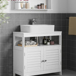 VASAGLE wastafel onderkast badkamerkast met lamellendeuren, 2 handventilatoren, 60x60x30 cm