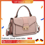 Miss Lulu Damen Umhängetasche Mittelgroß mit Kunstleder & Wildleder, Vintage Flap,  Crossbody Bag mit ovaler Metallverzierung