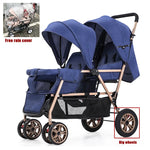 EU-LAGER Zwillingskinderwagen Doppelte Kinderkinderwagen mit zwei Sitzen, faltbarer Kutsche, Großhandel für Kinderwagen, Vorder- und Rücksitze