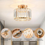 Goldene Kristall-Deckenleuchte, E27-Lampenkopf ohne Lichtquelle, Deckenleuchte, moderne helle Kristall-Deckenleuchte im Luxus-Stil