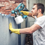 Draadloze verfspuit compatibel met Makita-accu, verfspuit voor schuttingen, HVLP-spuitpistool met 2 accu's voor binnen en buiten.
