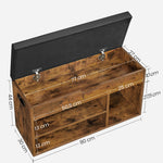 VASAGLE Schuhbank, mit Stauraum, 80 x 30 x 44 cm (L x B x H)