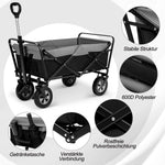 Faltbarer Handwagen, 100 l, tragbarer Strandtransportwagen mit verstellbarem Griff, Seitentaschen für Garten, Camping, Einkaufen
