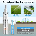 Dompelbare waterpomp, energiebesparend, 12V, werkafstand 20m, maximale doorstroming 1,2m³/u, werkend in energiezone, diepwaterbronpomp