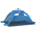 Outsunny Pop-Up-Strandzelt mit 2 Türen, 2 Fenstern, 220 x 173 x 120 cm, Blau