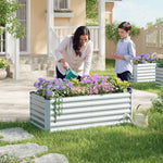 WOLTU Stalen Verhoogd Plantbed voor Tuin, Balkon, Bloembak, Plantenbak, Buitenplantenbak, Roestwerend Zilver voor Groenten