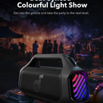 Soundcore Boom 2 Plus buitenluidspreker, 140 W, 2 + 2 kanalen, BassUp 2.0, 20 uur batterijduur, snelladen, IPX7 waterdicht, RGB-verlichting, USB-C, Po