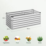 WOLTU Stalen Verhoogd Plantbed voor Tuin, Balkon, Bloembak, Plantenbak, Buitenplantenbak, Roestwerend Zilver voor Groenten