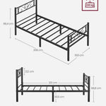 VASAGLE bed 90x200 cm Logeerbed Eenpersoonsbed Metalen bed Frame Metalen bed Eenvoudige montage inkt zwart