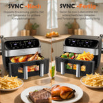 Airfryer 10 liter met verwijderbare scheidingswand, kijkvenster, digitaal LED-touchscreen, 12 functies, heteluchtcirculatie, 2600 W