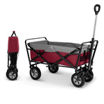 Faltbarer Handwagen, 100 l, tragbarer Strandtransportwagen mit verstellbarem Griff, Seitentaschen für Garten, Camping, Einkaufen