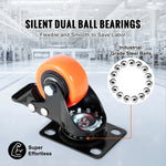 SucceBuy 2/3/4/5/6-Zoll-Schwenkplattenrollen, 4er-Set mit Sicherheits-PVC-Lenkrollen mit doppelter Verriegelung für Wagen, Möbel, Werkbank