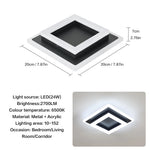 Quadratische Acryl-Deckenleuchte, moderne LED-Deckenleuchte, 20 cm, 24 W, LED-Deckenleuchten für Schlafzimmer, Büro, Küche, Wohnzimmer