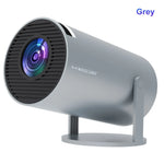 Magcubic Mini Projector ondersteunt 8K en 720P met dual-band wifi 6 en 5G draadloze verbinding, draait op Android 14, heeft een resolutie van 290 ANSI en een 180° draaibare videolens. HY300 Pro