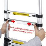 A-frame uitschuifladder 3,8 m, aluminium uitschuifladder, multifunctioneel, met stabilisatiestang, EN131