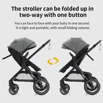 Nieuwe luxe kinderwagen 3-in-1 draagbare reiswagen, opvouwbare kinderwagen met hoog zitvlak en aluminium frame, geschikt voor pasgeborenen.