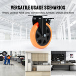 SucceBuy 2-6 inch PVC meubelwielen set van 4 zwenkwielen met A/B-beveiligingsslot, laat geen strepen achter voor karretje of werkbank