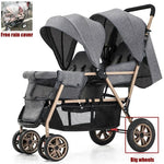 EU-LAGER Zwillingskinderwagen Doppelte Kinderkinderwagen mit zwei Sitzen, faltbarer Kutsche, Großhandel für Kinderwagen, Vorder- und Rücksitze